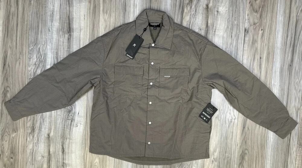 Represent Quilted Cotton Blend Overshirt Mid Grey Jacket Mens Size Small NEW